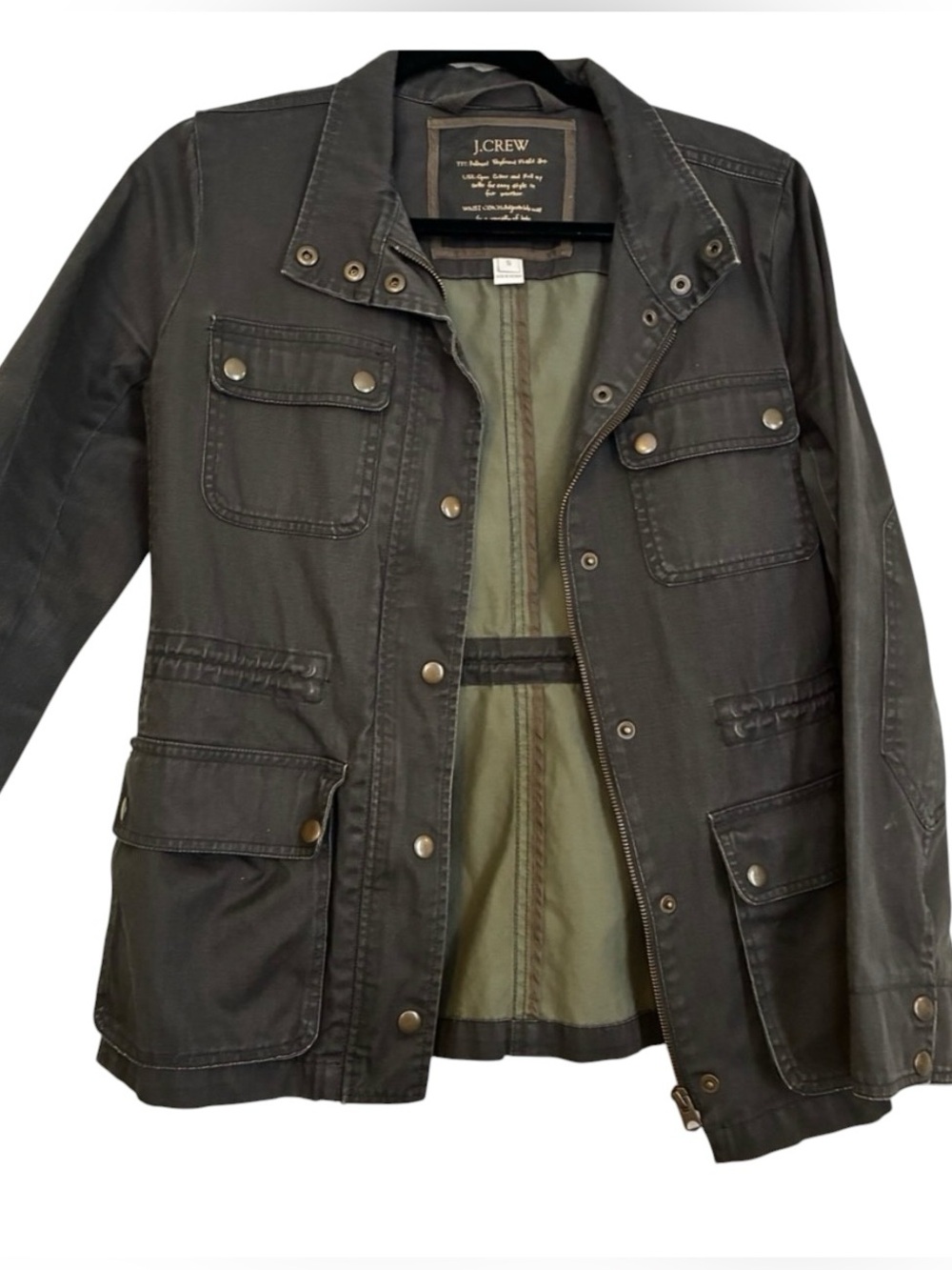 EUC J.Crew Military Utility Jacket Women's Small Dark Gray Classic Fall Layer